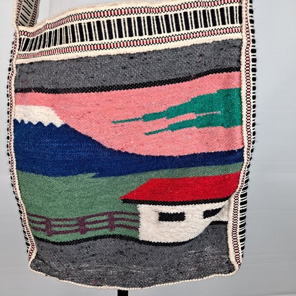 Boho Woven Wool Tribal Crossbody Messenger Bag - Picture 2 of 5